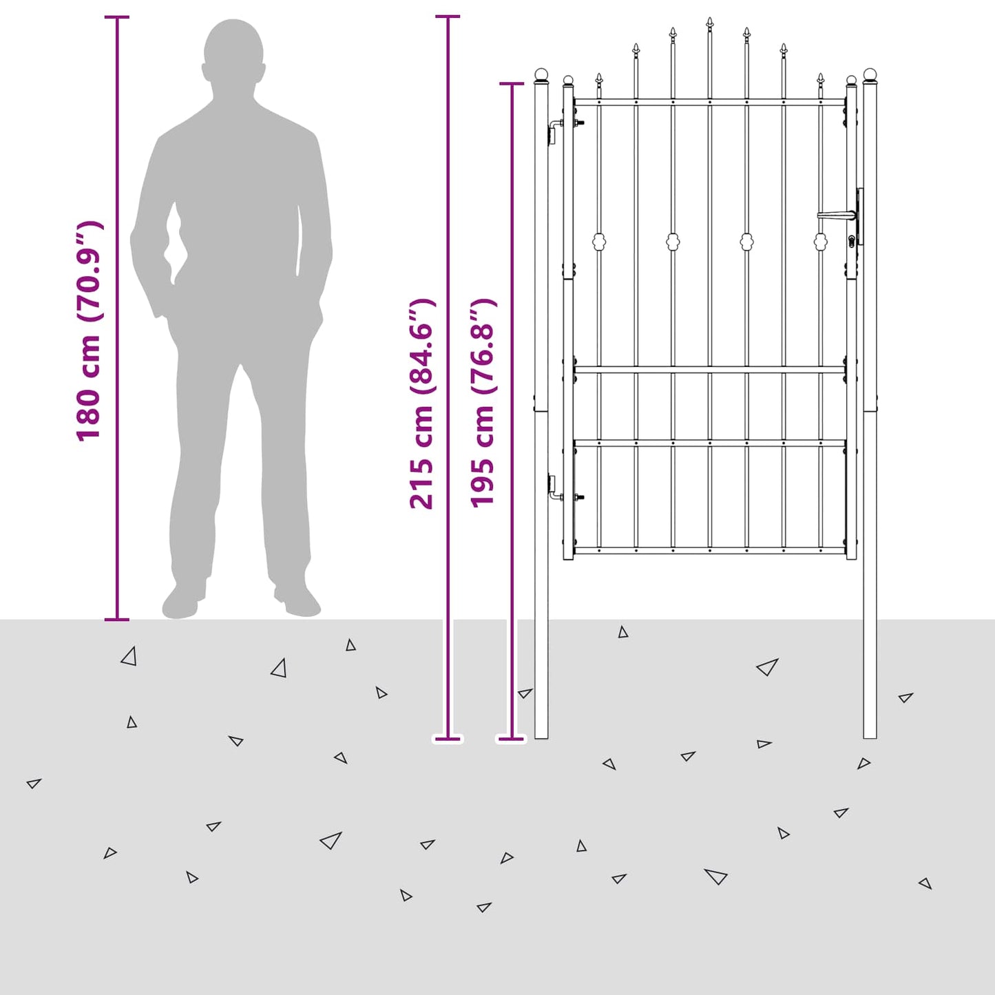 Fence Gate ASTEN 100 x 150 cm Metal Black Lockable