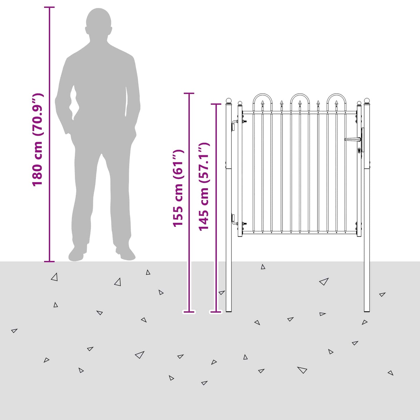 Fence Gate DRONTEN 100 x 100 cm Metal Black Lockable