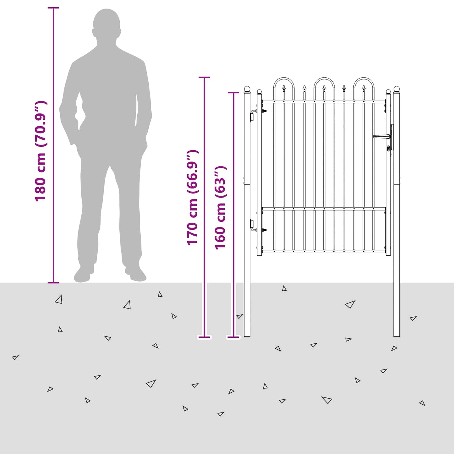 Fence Gate DRONTEN 100 x 125 cm Metal Black Lockable