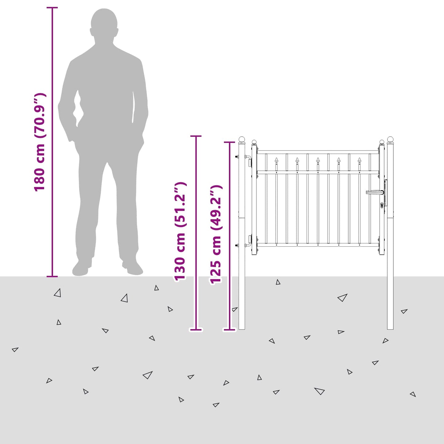 Fence Gate BAARLO 100 x 75 cm Metal Black Lockable