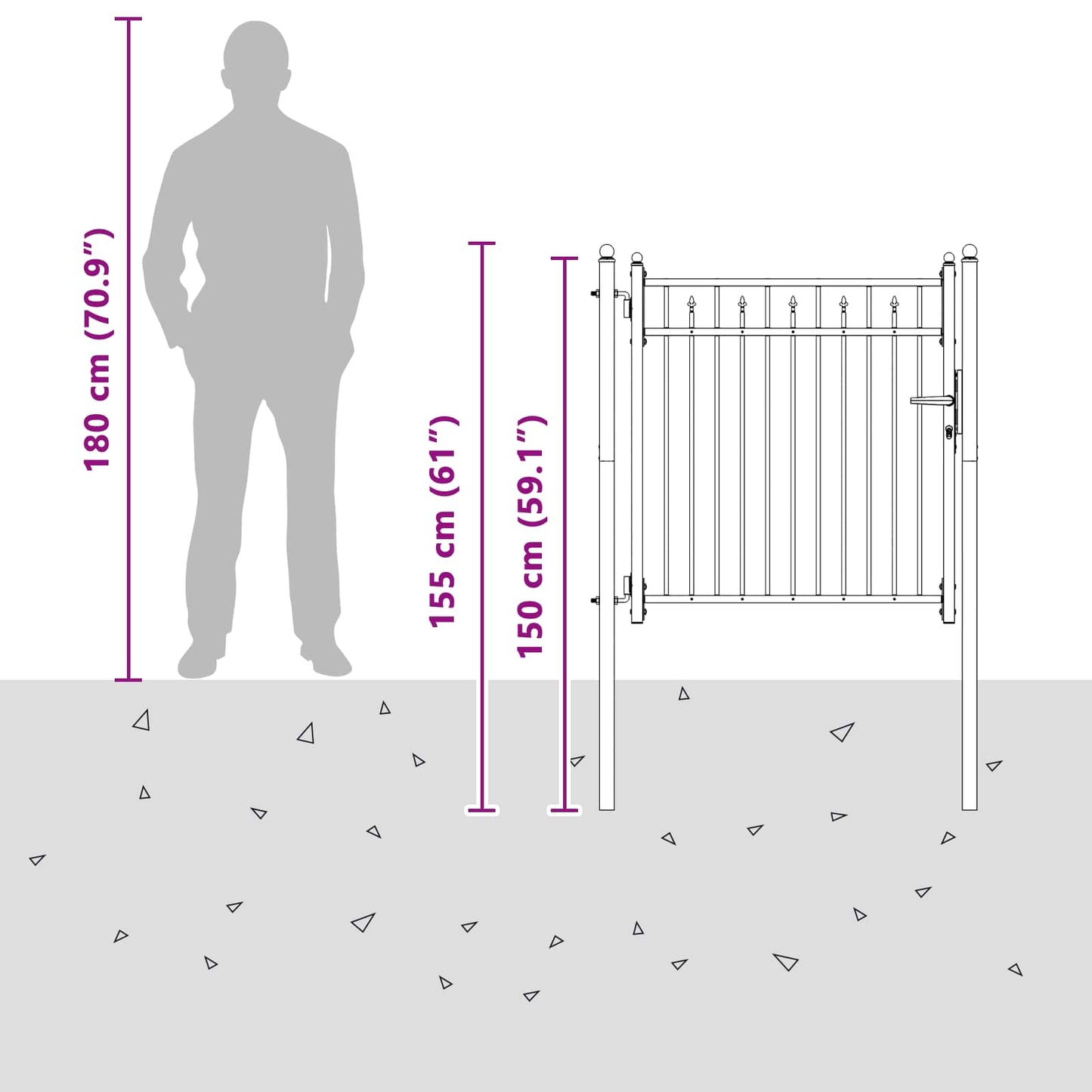 Fence Gate BAARLO 100 x 100 cm Metal Black Lockable
