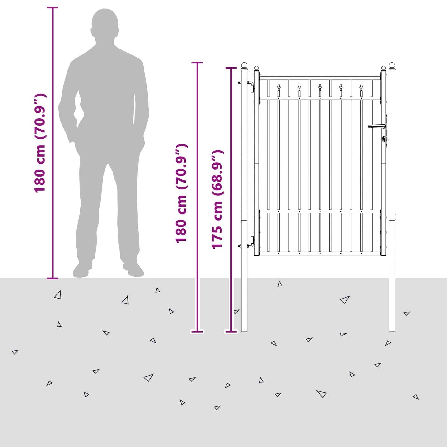 Fence Gate BAARLO 100 x 125 cm Metal Black Lockable