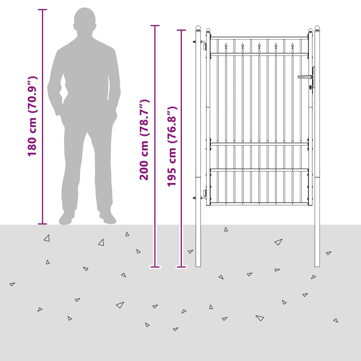Fence Gate BAARLO 100 x 150 cm Metal Black Lockable