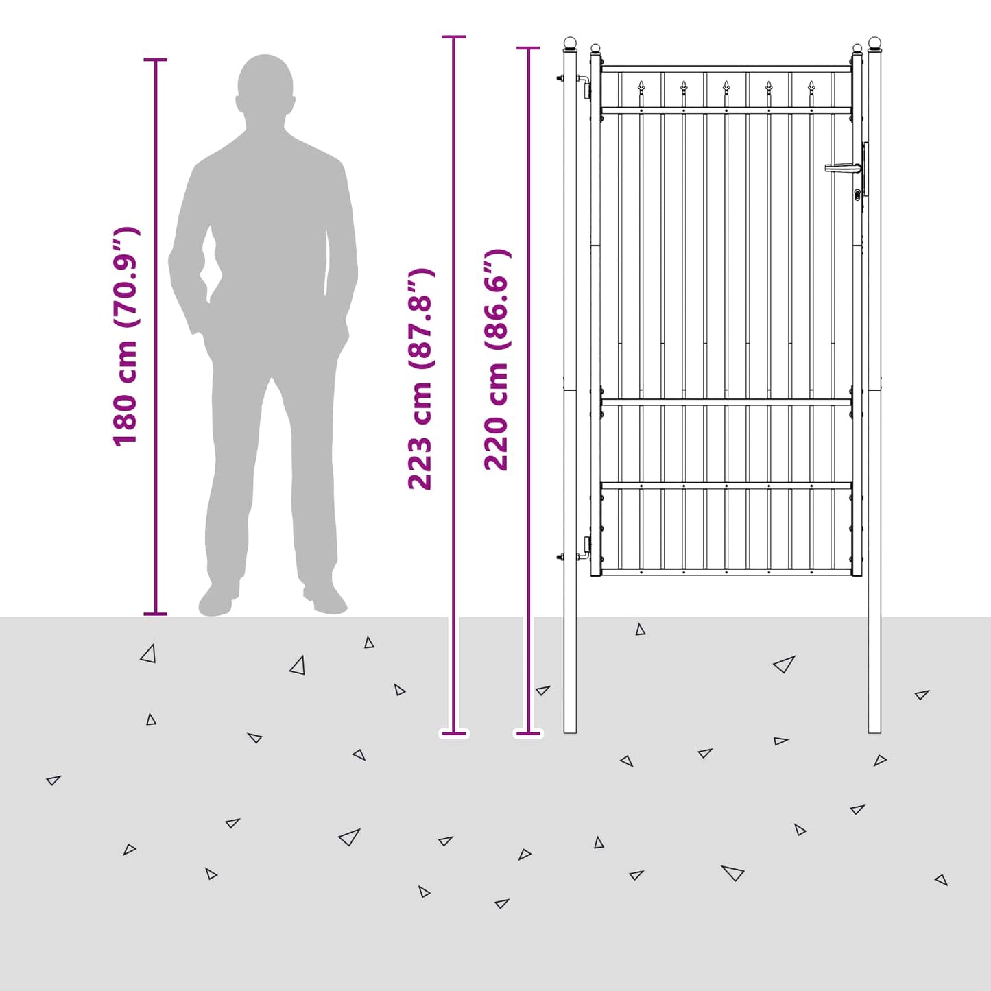 Fence Gate BAARLO 100 x 175 cm Metal Black Lockable
