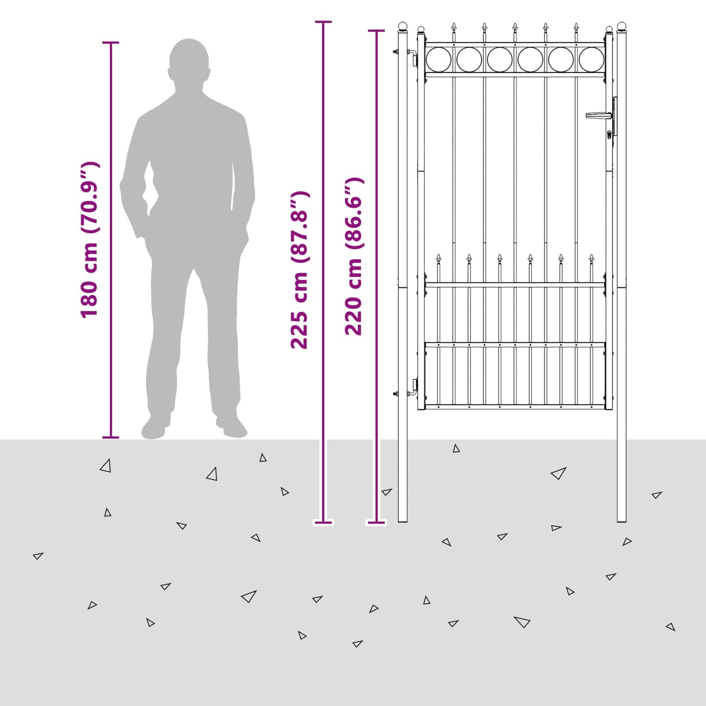 Fence Gate HORST Steel Black Lockable
