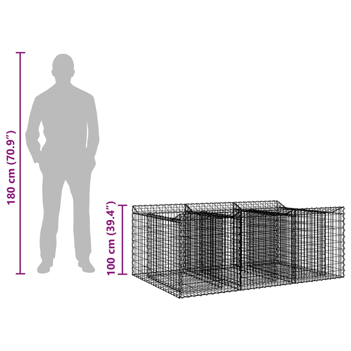 Gabion Raised Bed 150 x 100 x 60 cm Galvanised Steel Silver