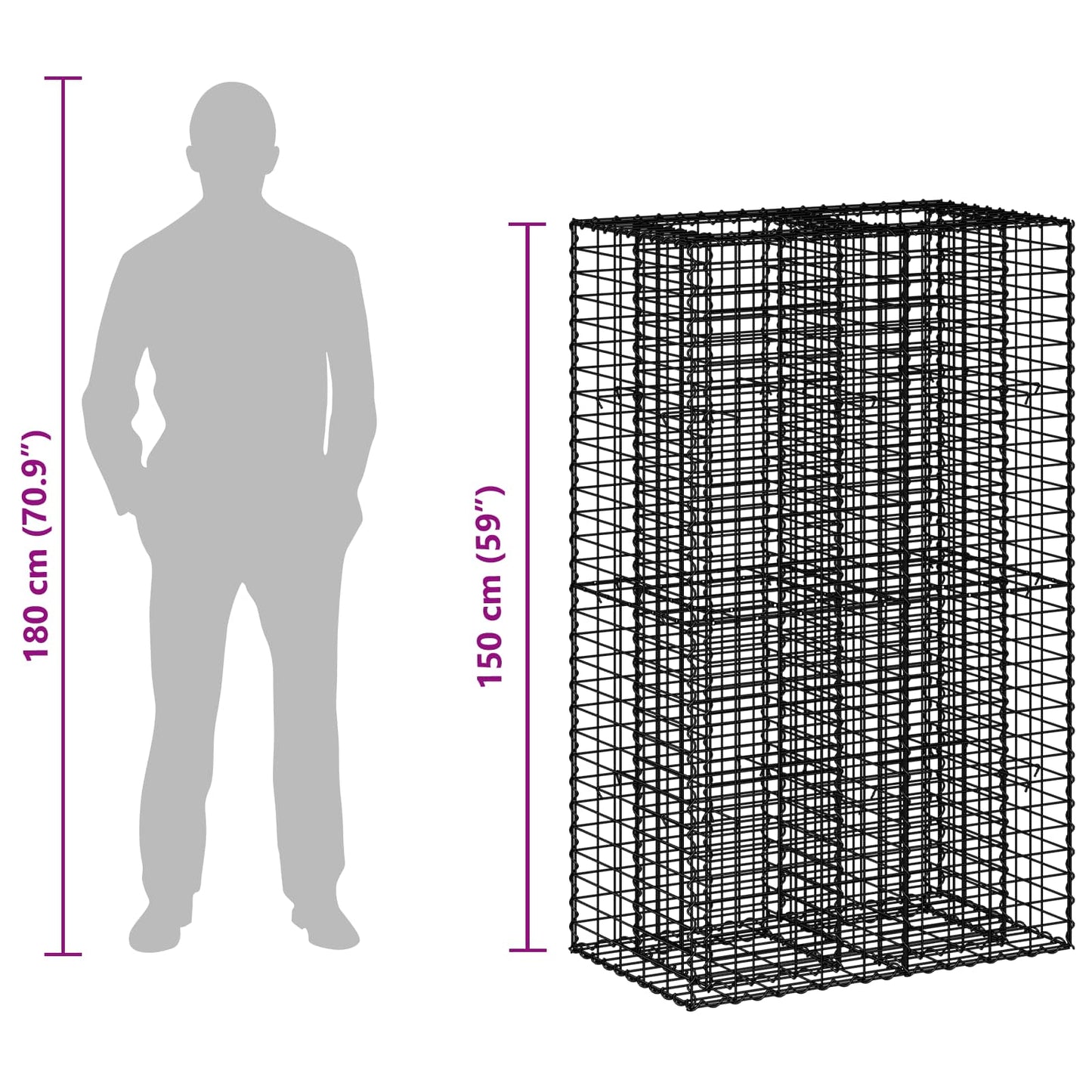 Gabion Raised Bed 90 x 50 x 150 cm Galvanised Steel Silver