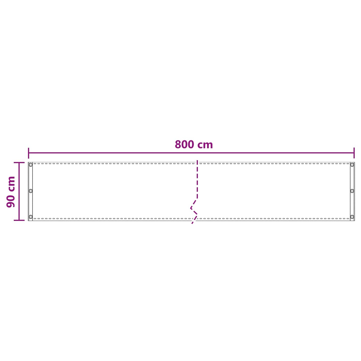 Balcony Screen Black 90 x 800 cm HDPE and Aluminium