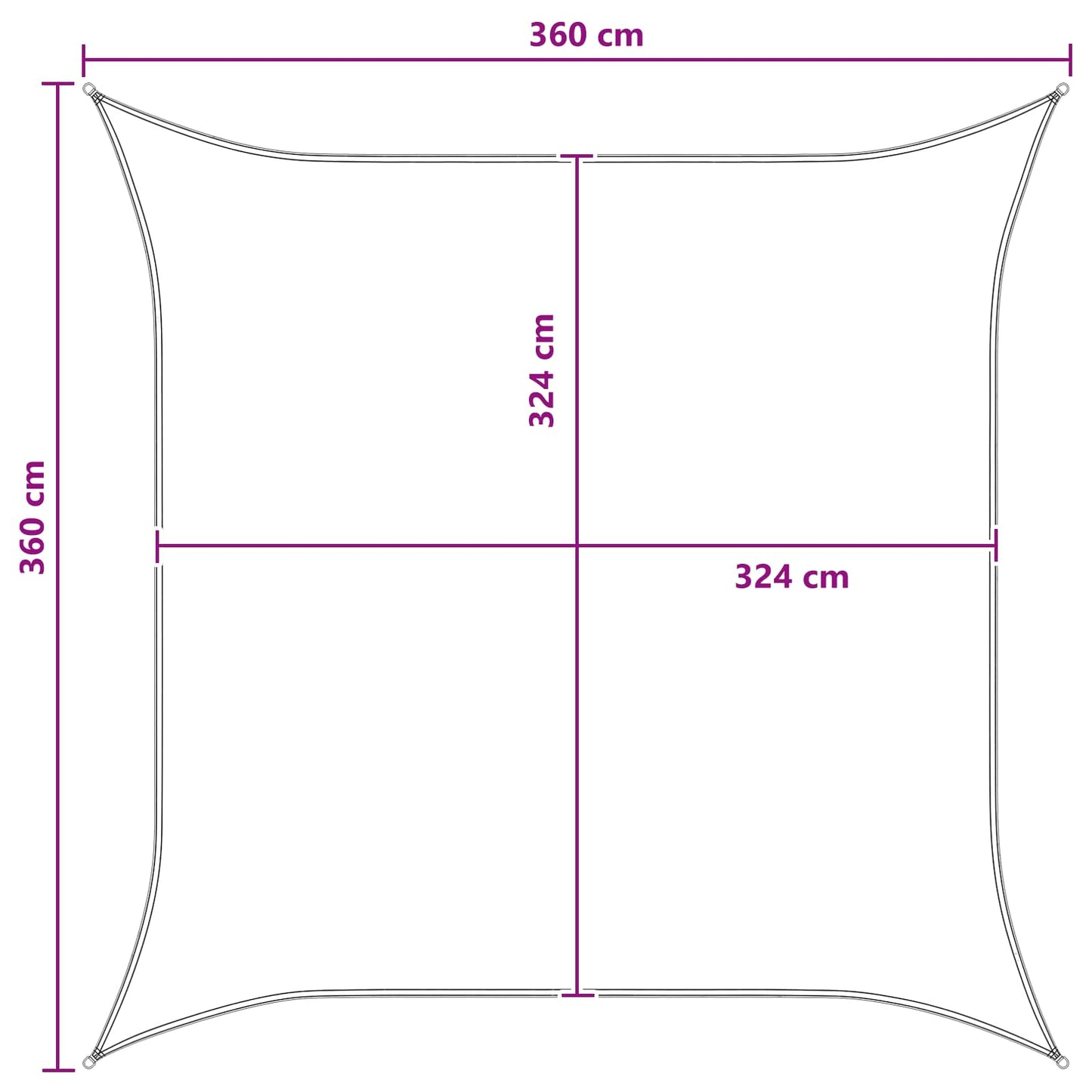 Sunshade Sail Anthracite and White 3.6 x 3.6 m HDPE