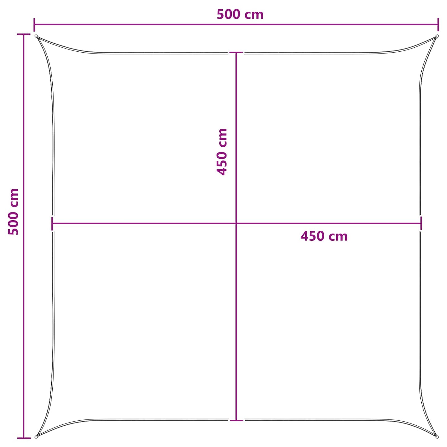 Sunshade Sail Anthracite and White 5 x 5 m HDPE