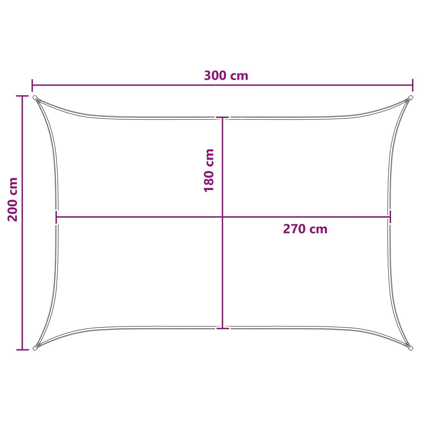 Sunshade Sail 2 x 3 m HDPE Rectangular Anthracite and White