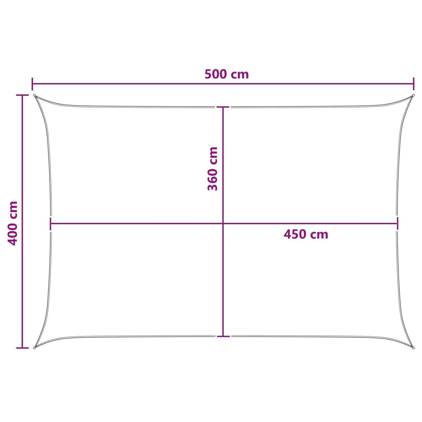 Sunshade Sail 4 x 5 m HDPE Rectangular Anthracite and White