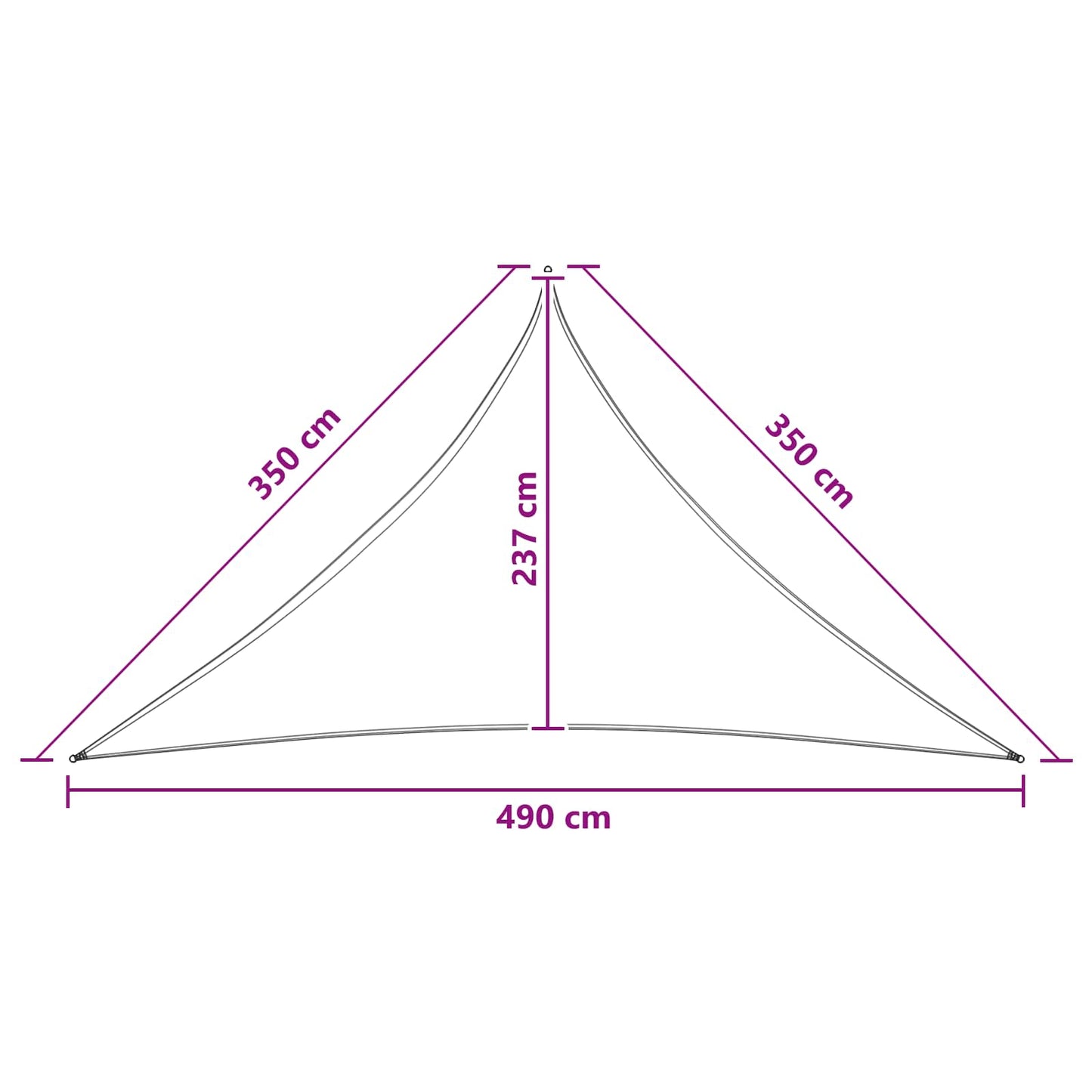 Sunshade Sail 3.5 x 3.5 x 4.9 m HDPE Triangular