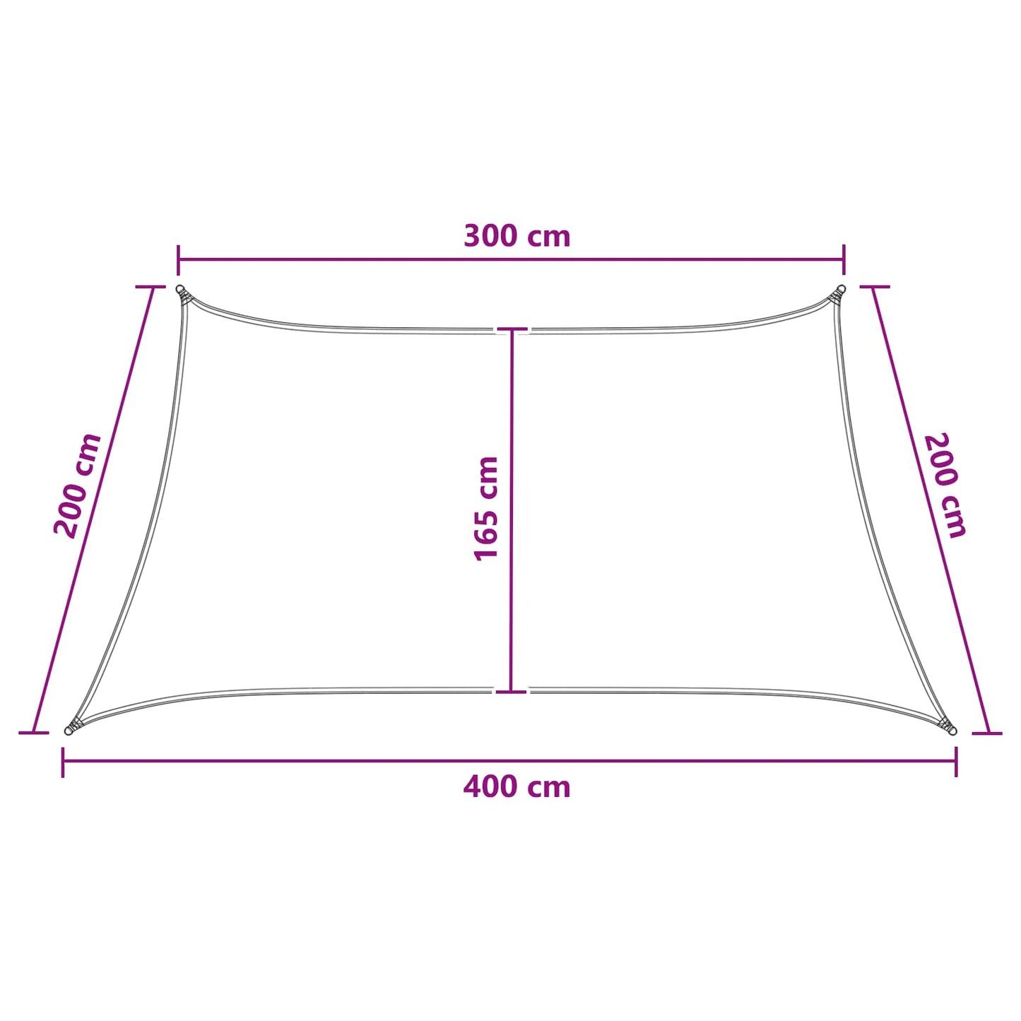Sunshade Sail 3 / 4 x 2 m HDPE Rectangular Anthracite and White