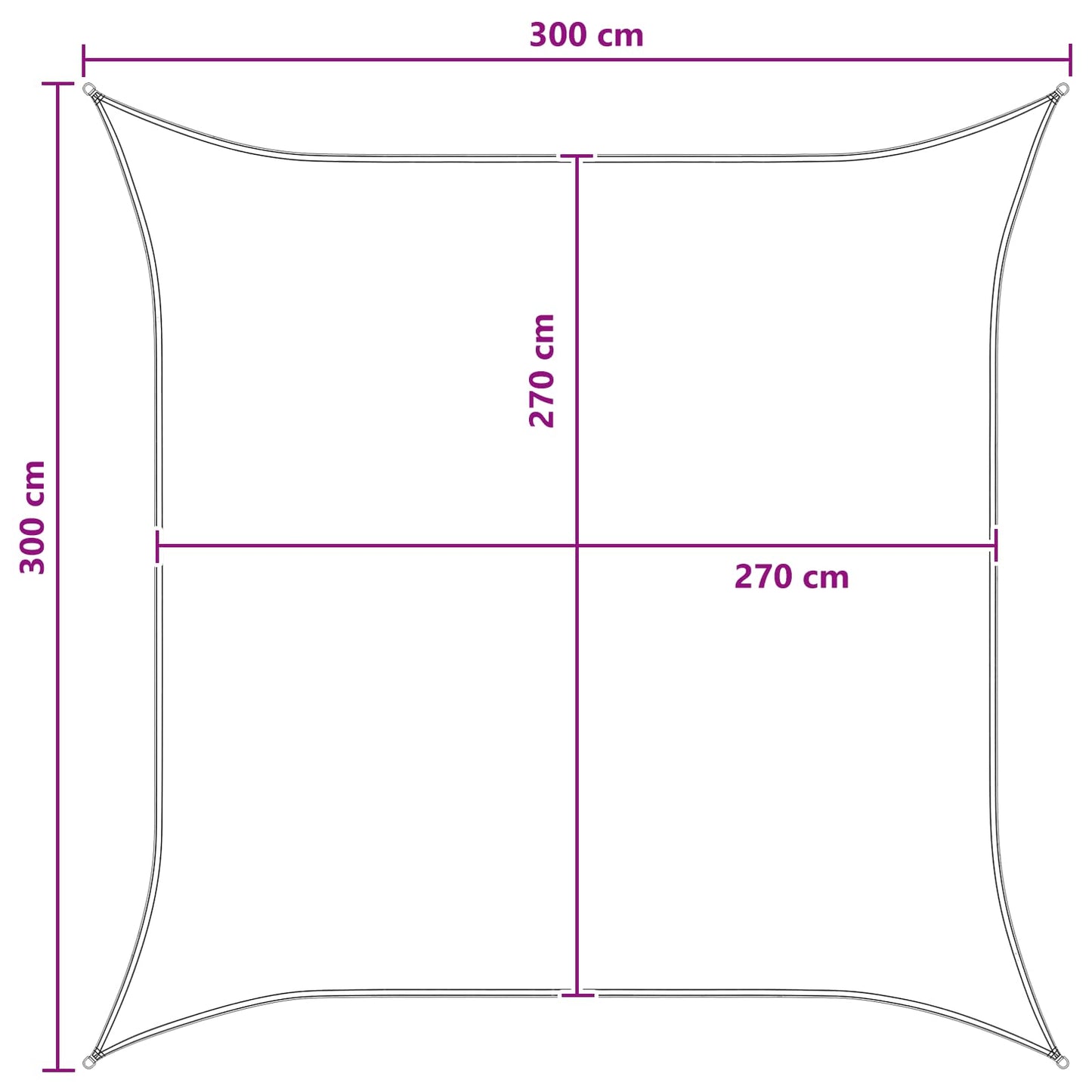 Sunshade Sail Yellow and White 3 x 3 m HDPE