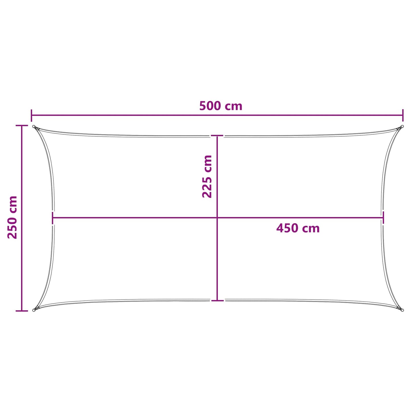 Sunshade Sail 2.5 x 5 m HDPE Rectangular Yellow and White