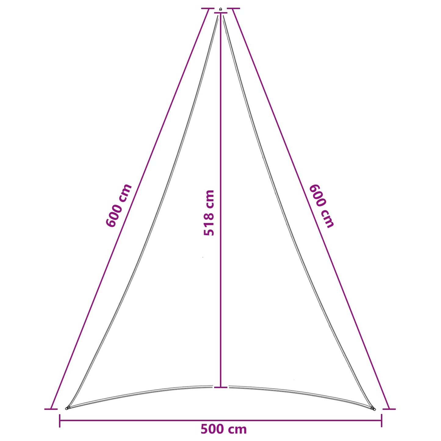 Sunshade Sail 5 x 6 x 6 m HDPE Triangular Yellow and White