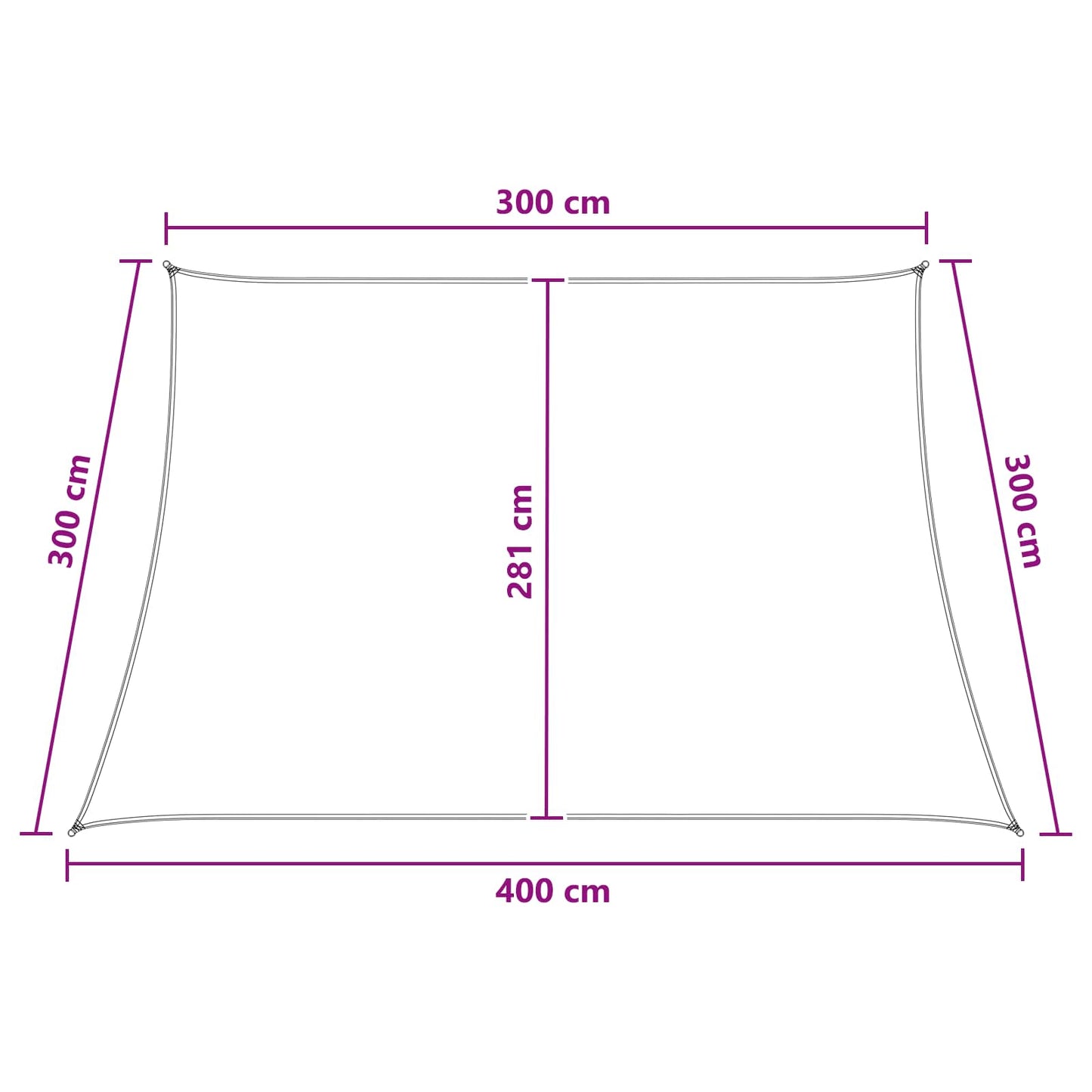 Sunshade Sail 3 / 4 x 3 m HDPE Rectangular Yellow and White