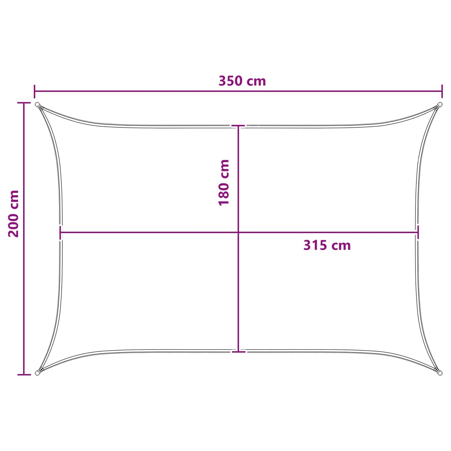 Sunshade Sail 2 x 3.5 m HDPE Rectangular Blue and White