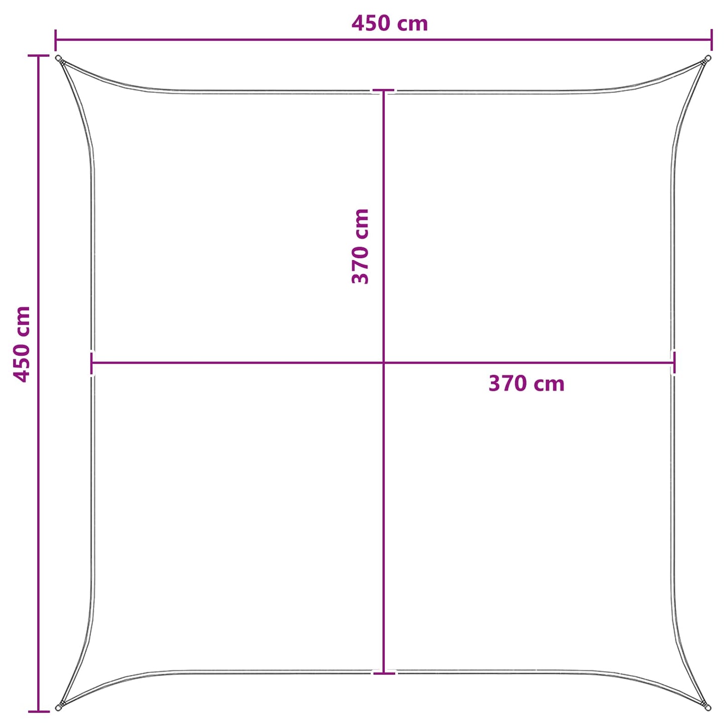 Sunshade Sail Light Grey and White 4.5 x 4.5 m HDPE