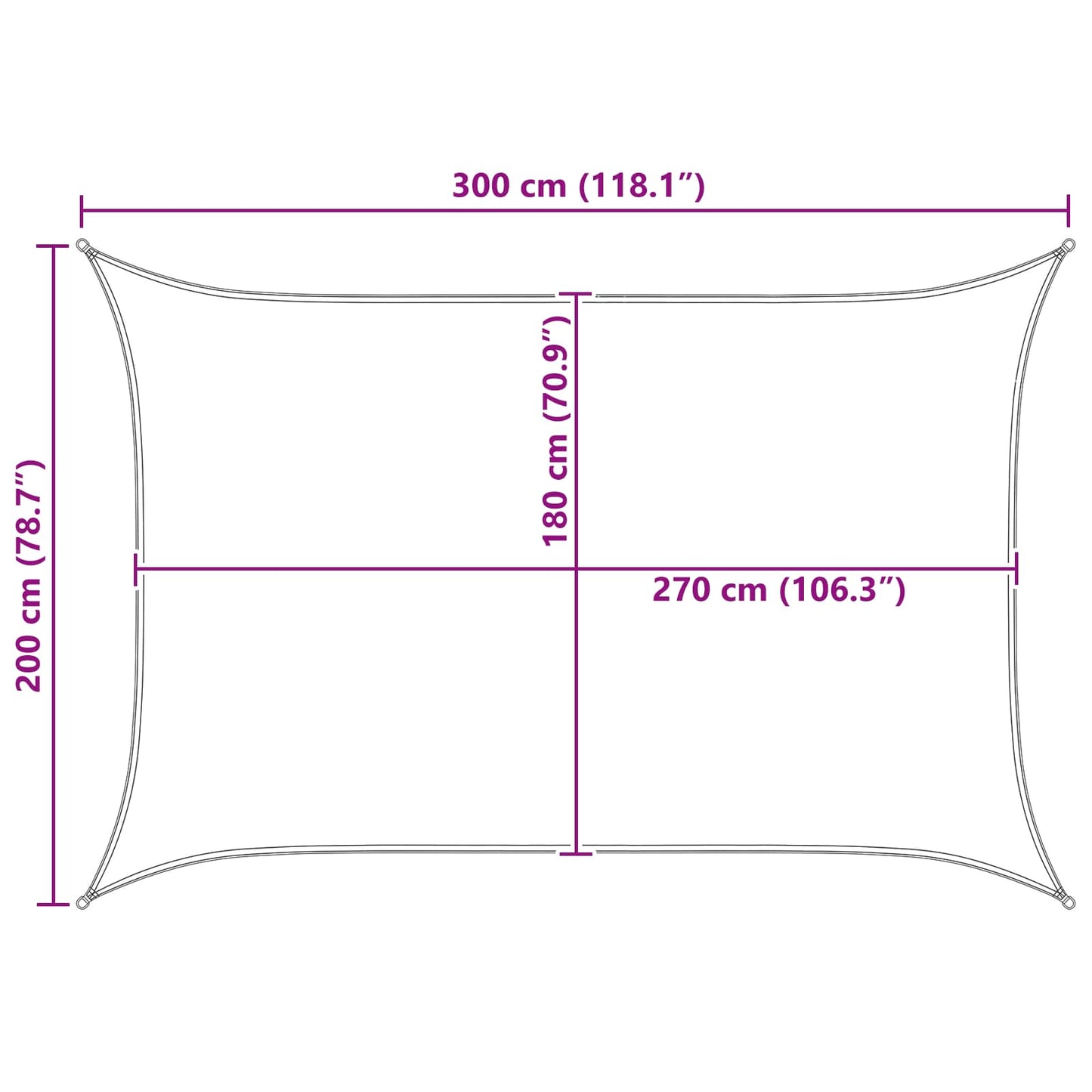 Sunshade Sail 2 x 3 m HDPE Rectangular Light Grey and White
