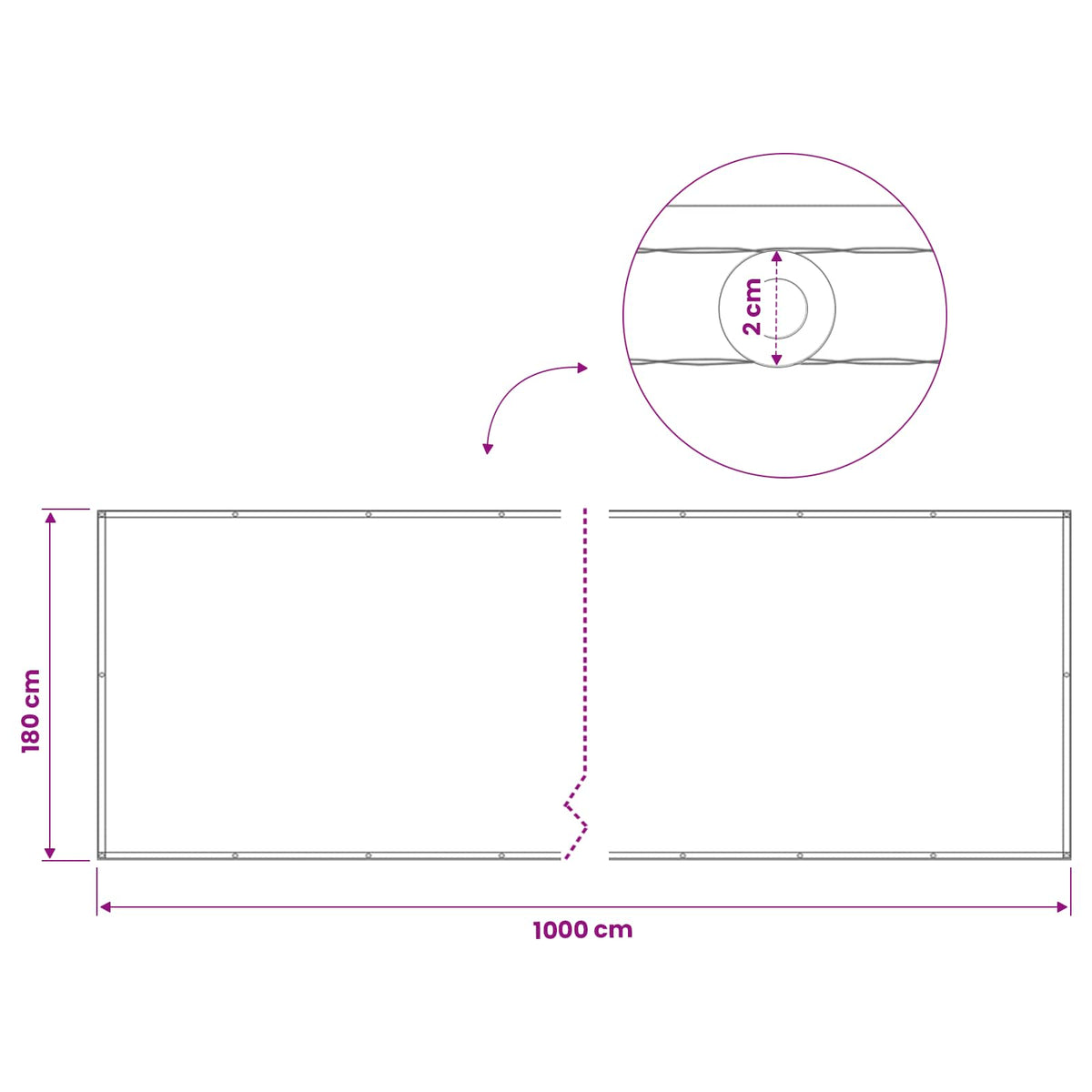 Balcony Privacy Screen 180 x 1000 cm Polyester Sand