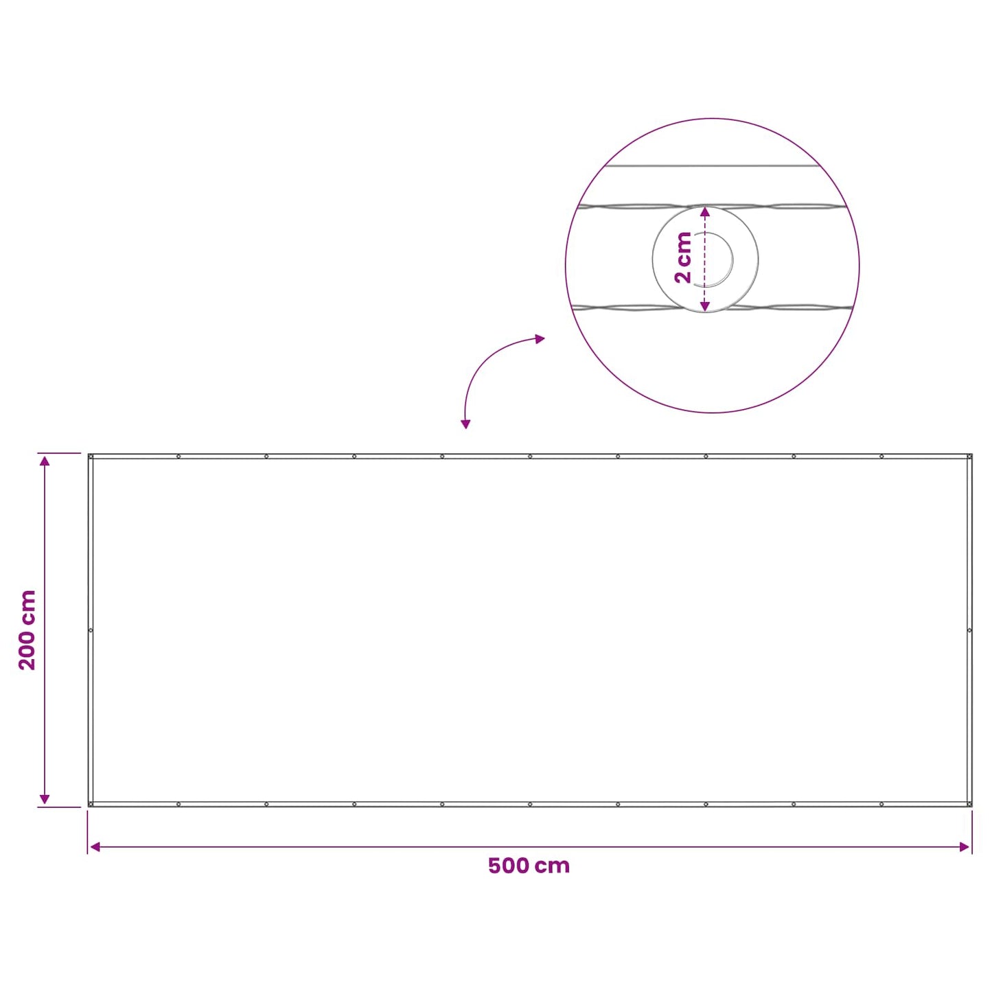 Balcony Privacy Screen 200 x 500 cm Fabric with PU Coated