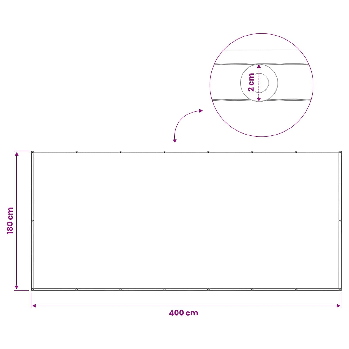 Balcony Privacy Screen 180 x 400 cm Fabric with PU Coated