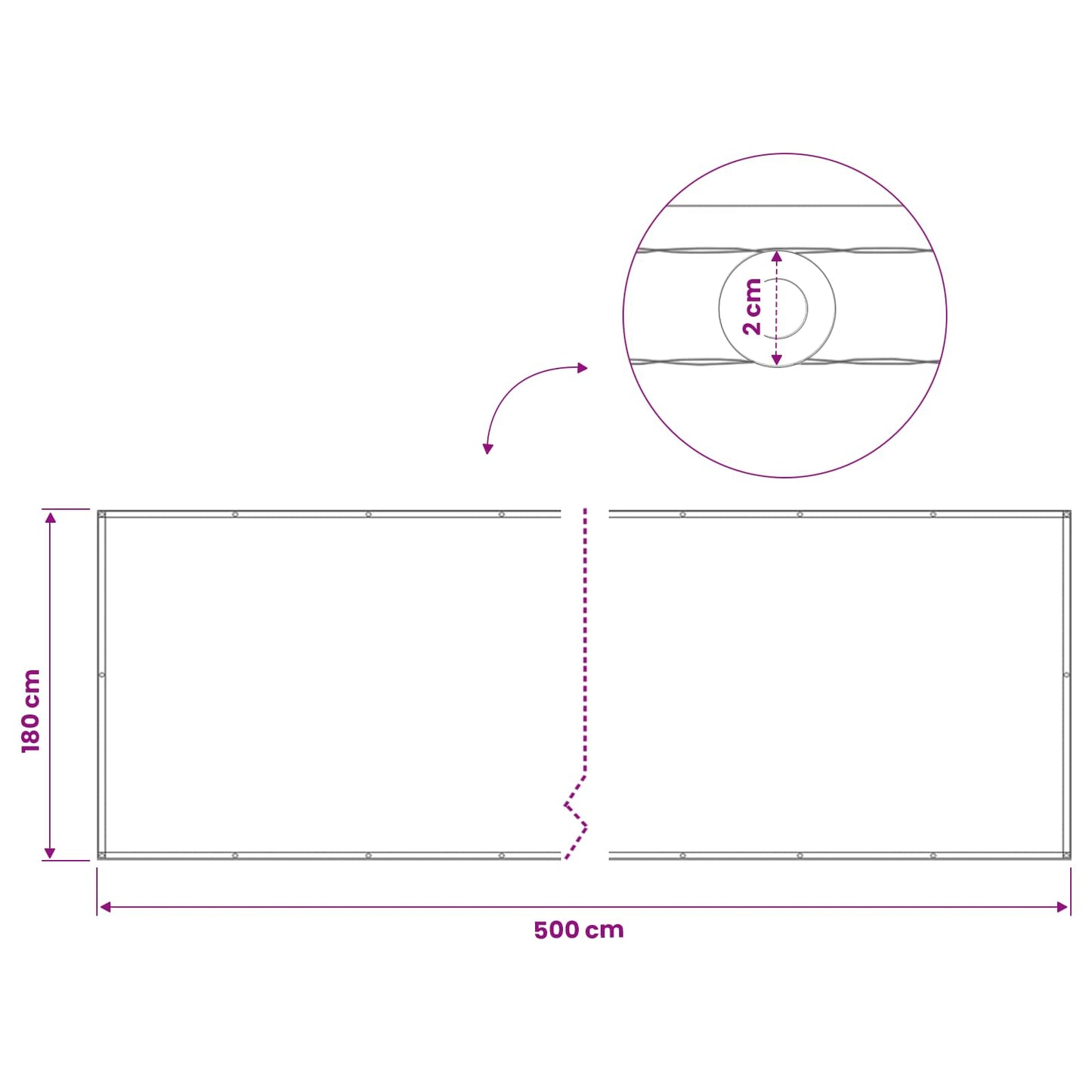 Balcony Privacy Screen 180 x 500 cm Fabric with PU Coated Cream