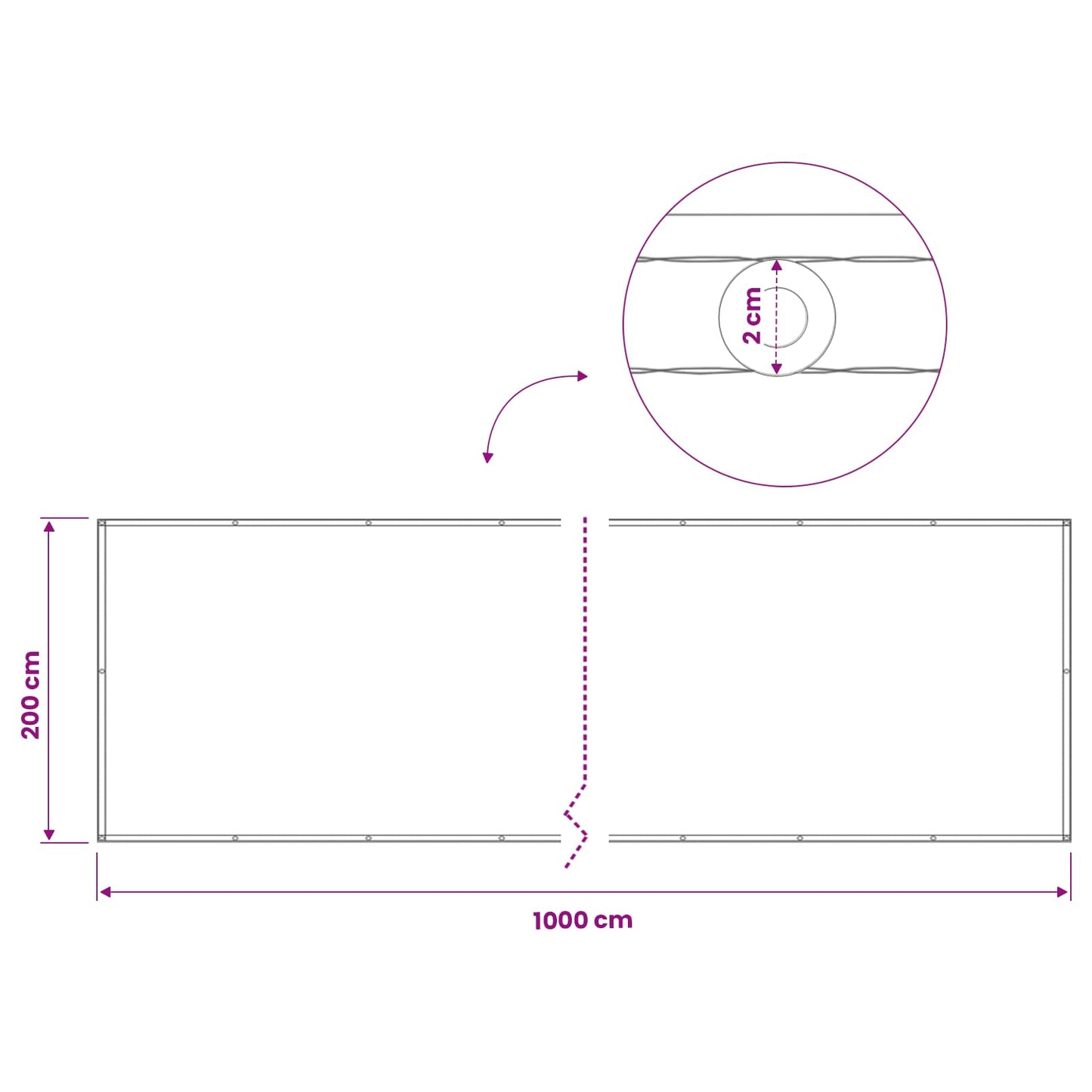 Balcony Privacy Screen 200 x 1000 cm Fabric with PU Coated