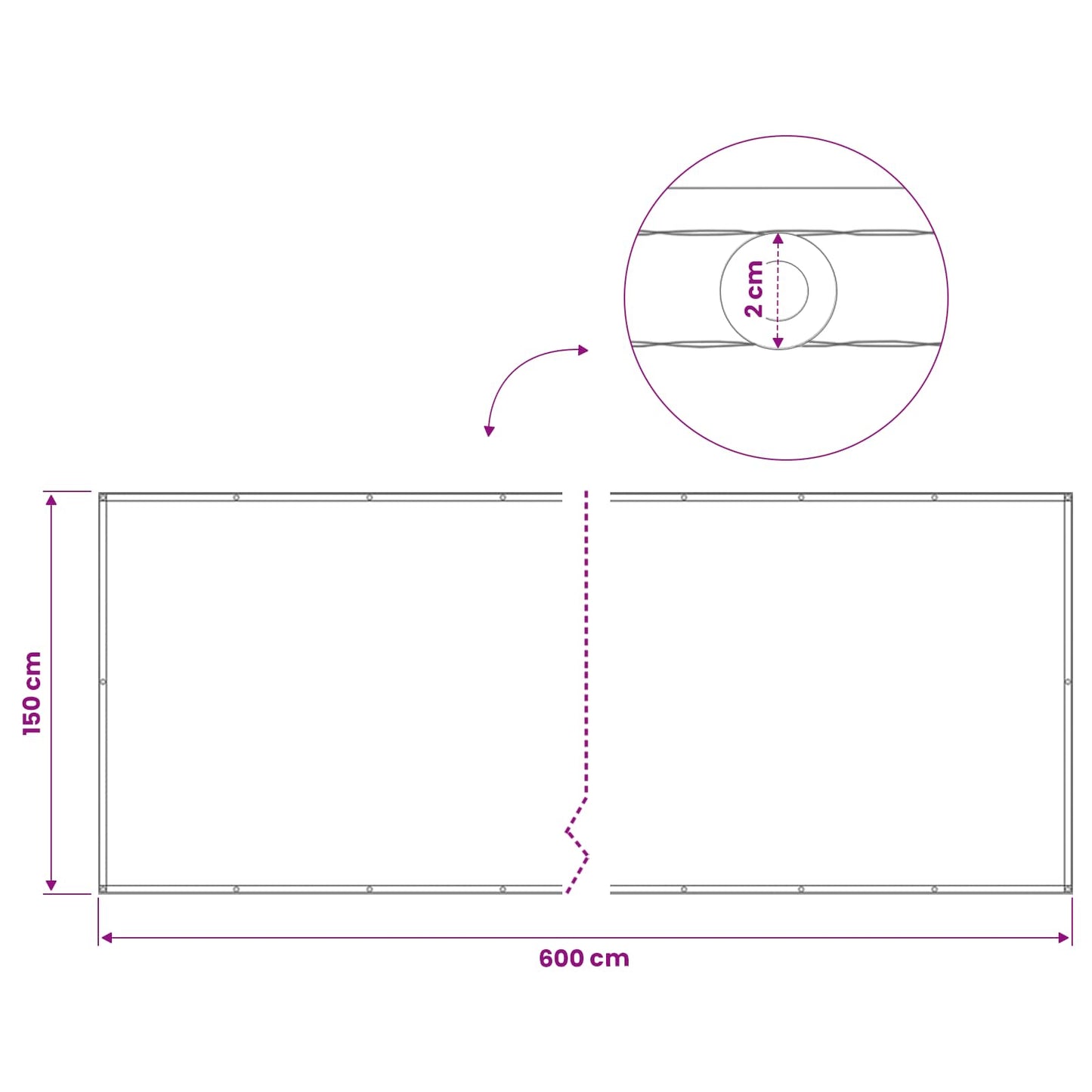 Balcony Privacy Screen 150 x 600 cm Fabric with PU Coated Taupe