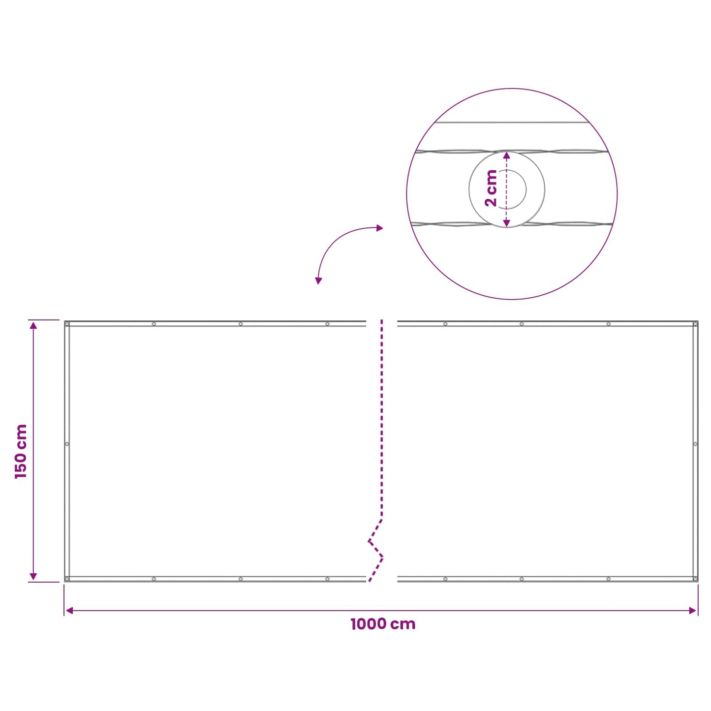 Balcony Privacy Screen 150 x 1000 cm Fabric with PU Coated Blue