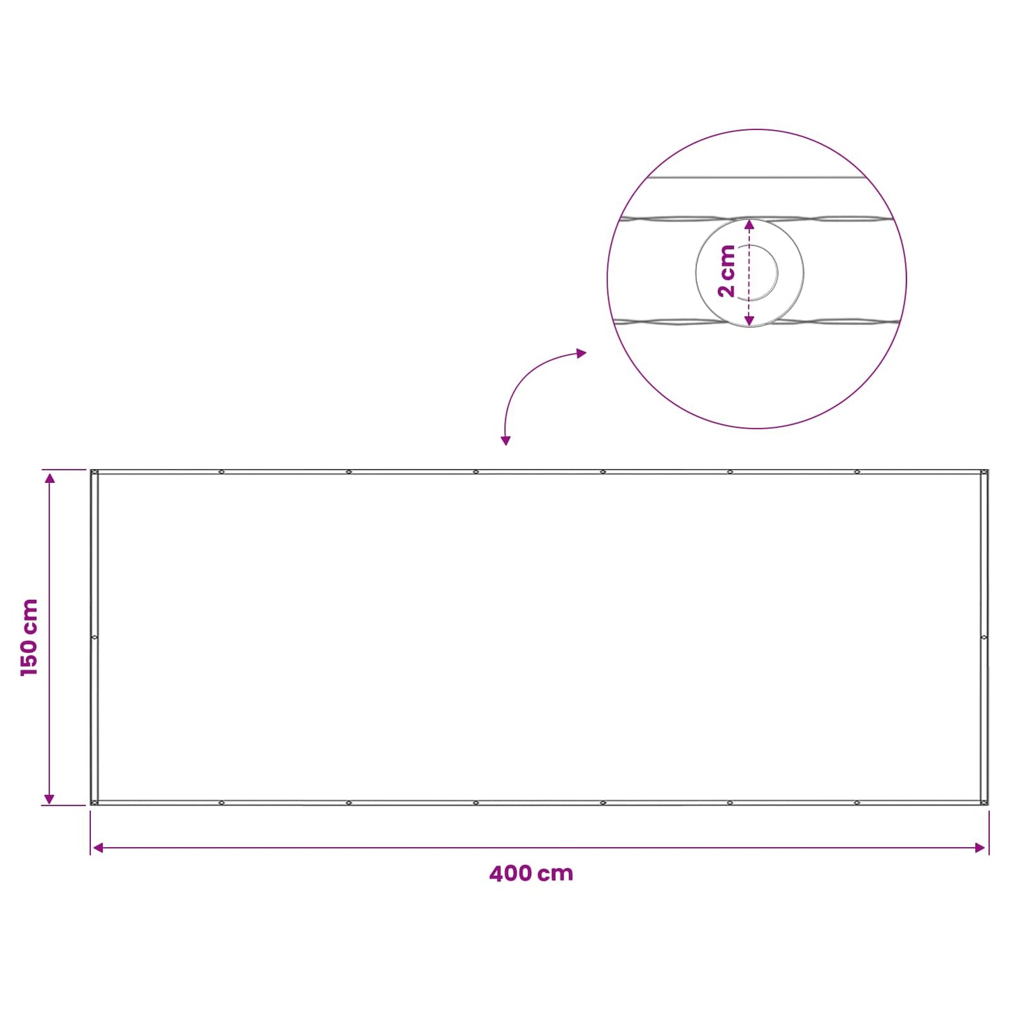 Balcony Privacy Screen 150 x 400 cm Fabric with PU Coated
