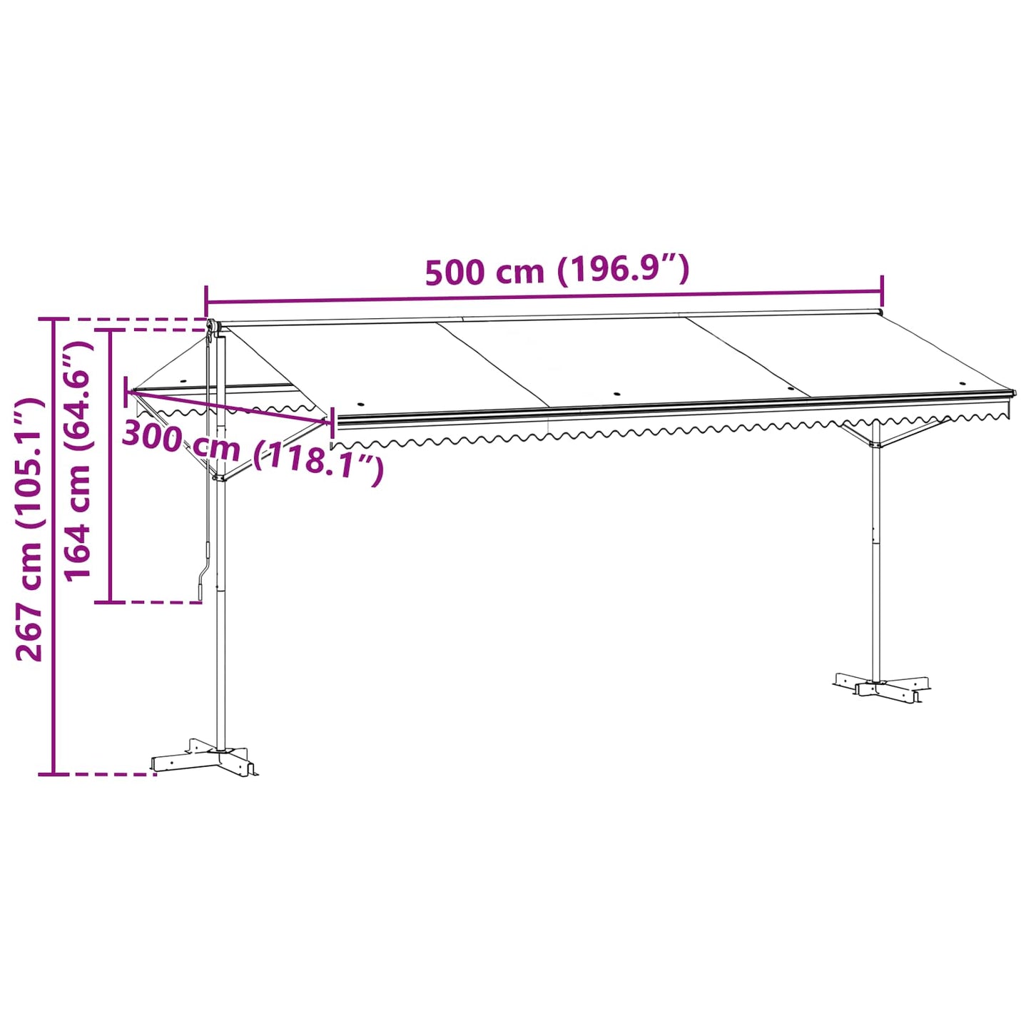 Free Standing Awning 5 x 3 m Polyester Anthracite