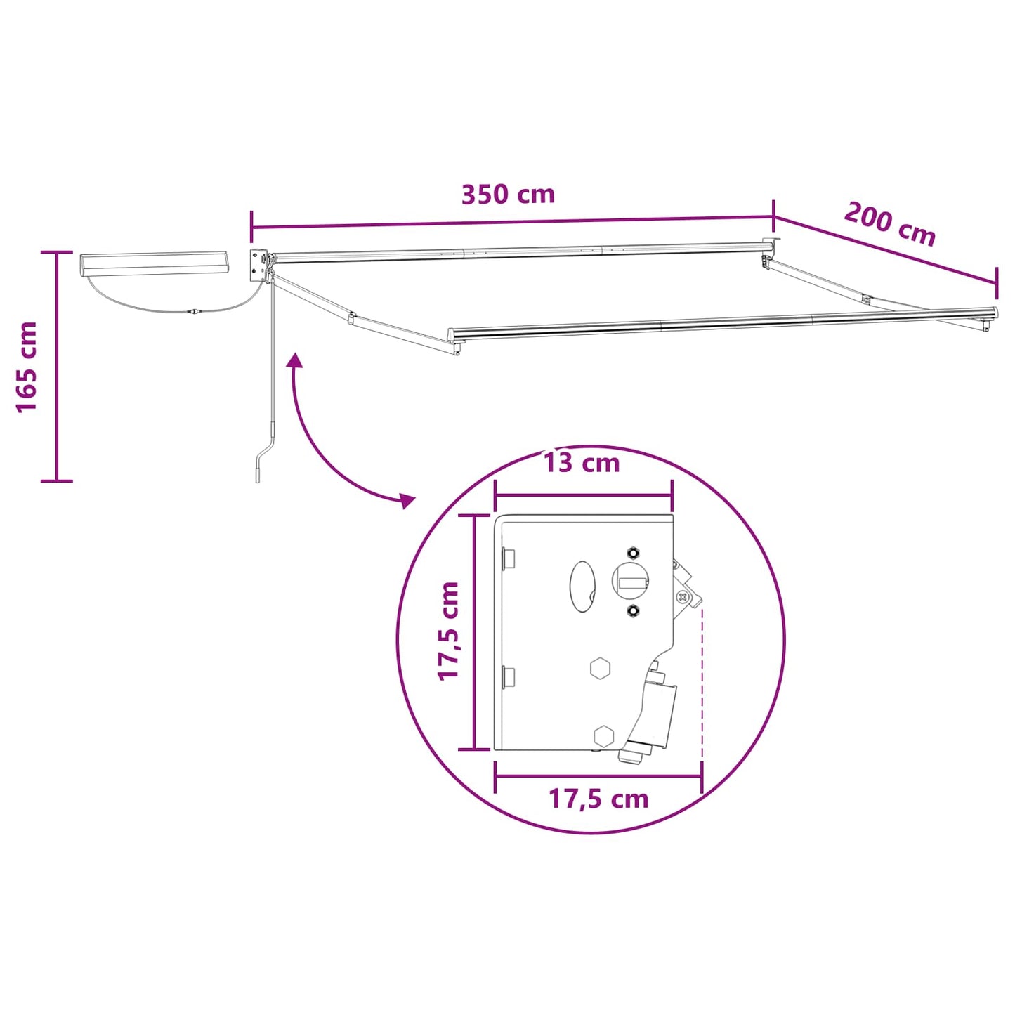 Electric Retractable Awning Taupe 3.5 x 2 m