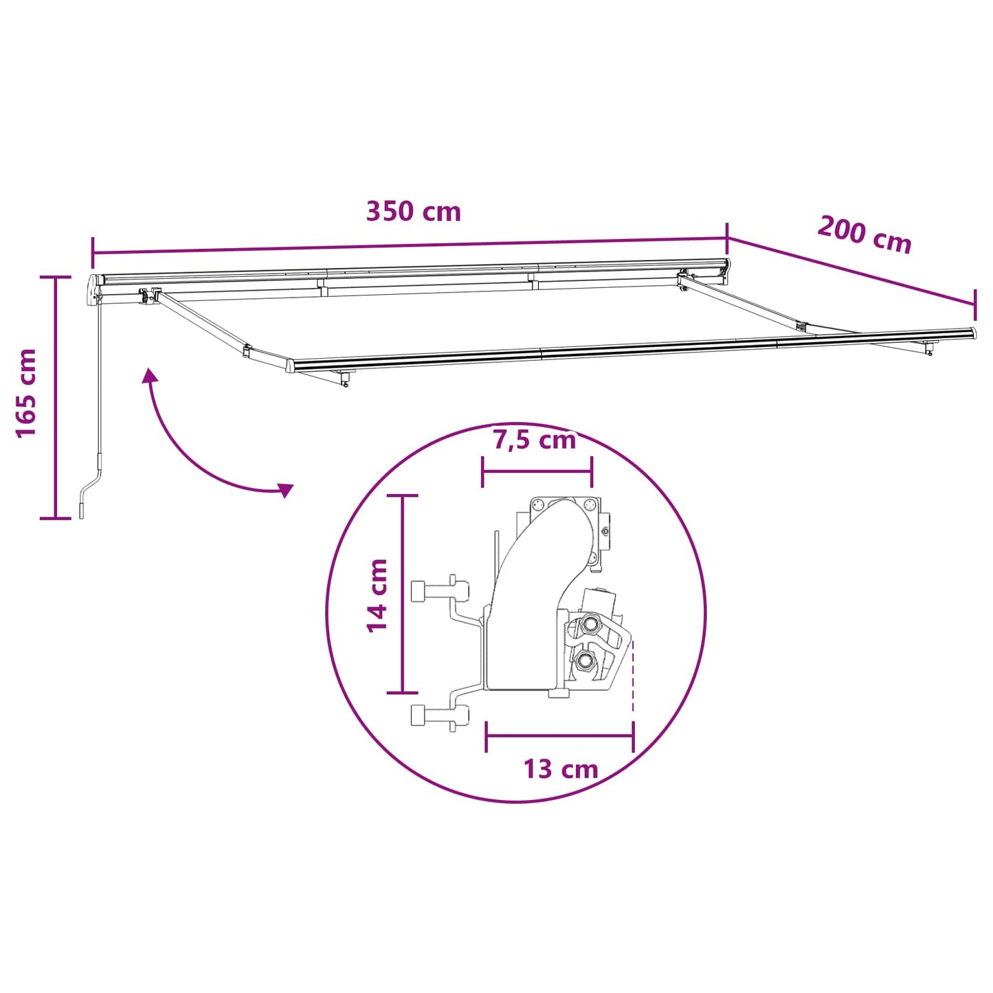 Retractable Awning Sand 3.5 x 2 m Fabric