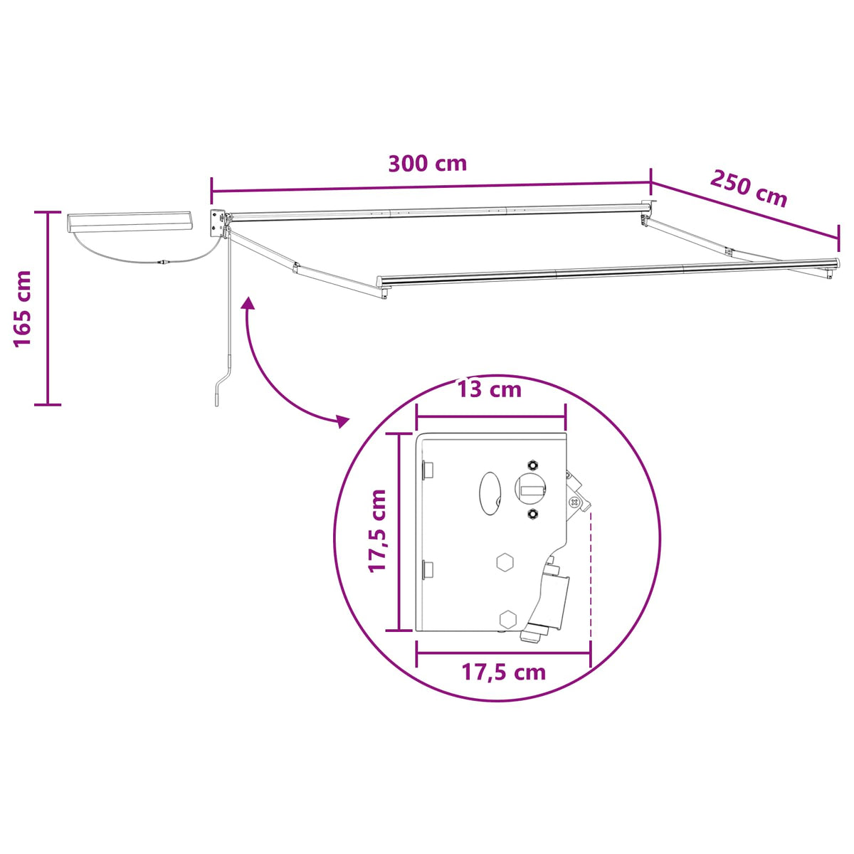 Electric Retractable Awning Sand 3 x 2.5 m