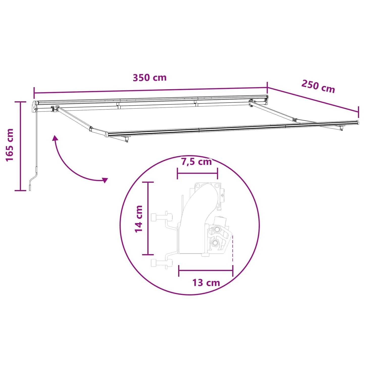 Retractable Awning Sand 350 x 250 cm Polyester and Aluminium