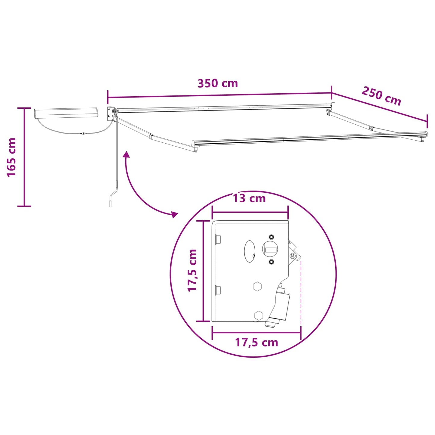 Electric Retractable Awning Taupe 3.5 x 2.5 m
