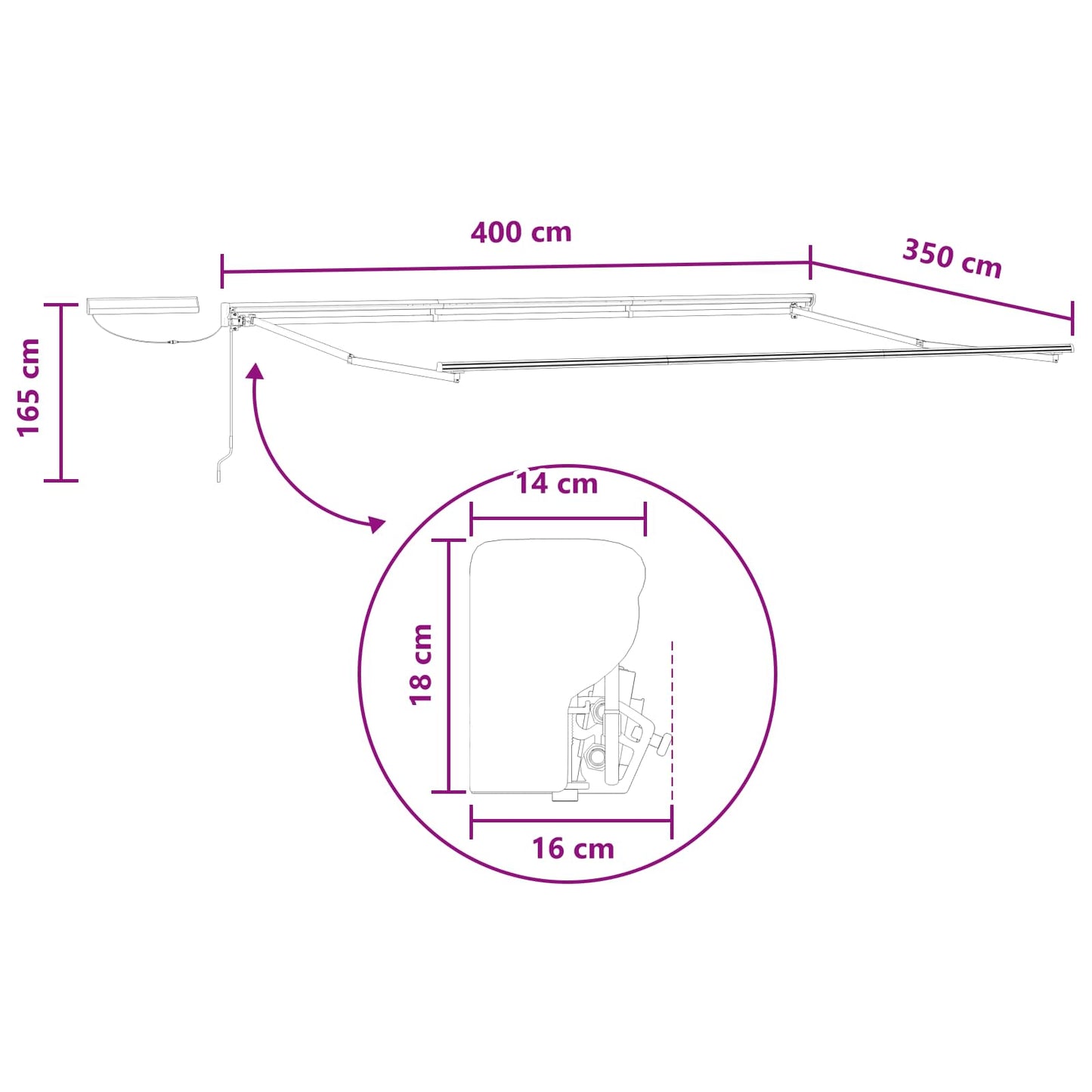 Electric Retractable Awning Sand 4 x 3.5 m