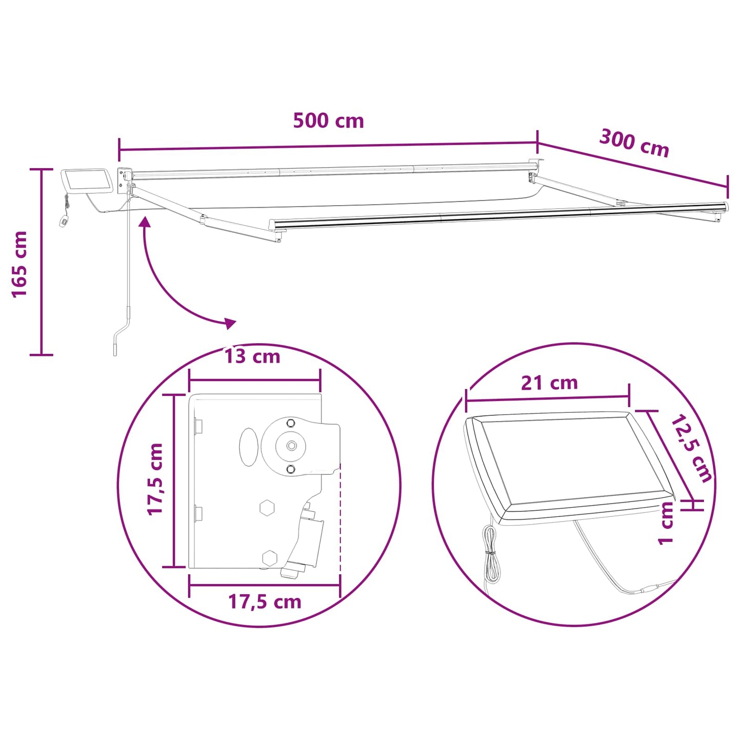 Manual Retractable Awning with LEDs Taupe