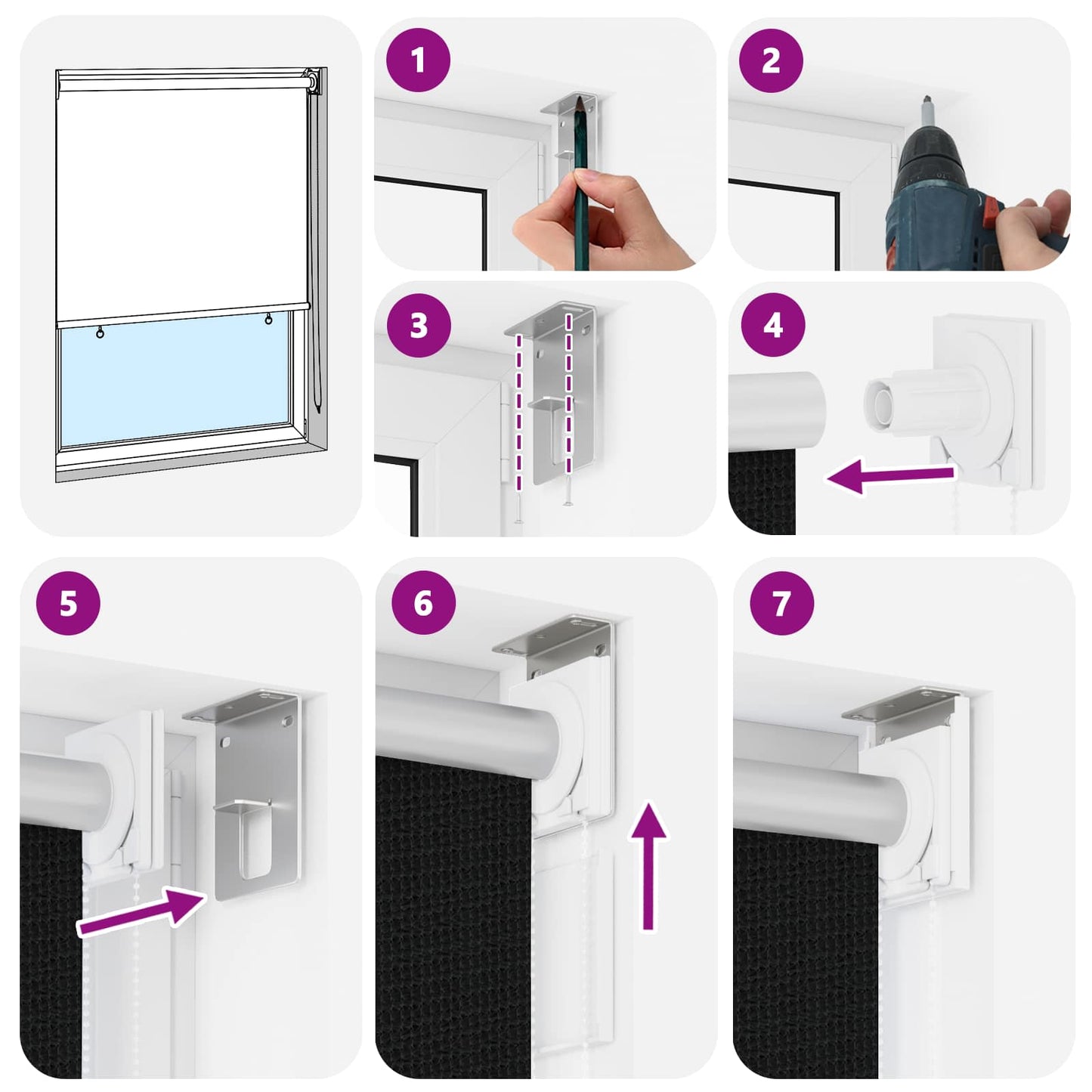 Outdoor Roller Blind 90% UV Block Black 80 x 140 cm HDPE