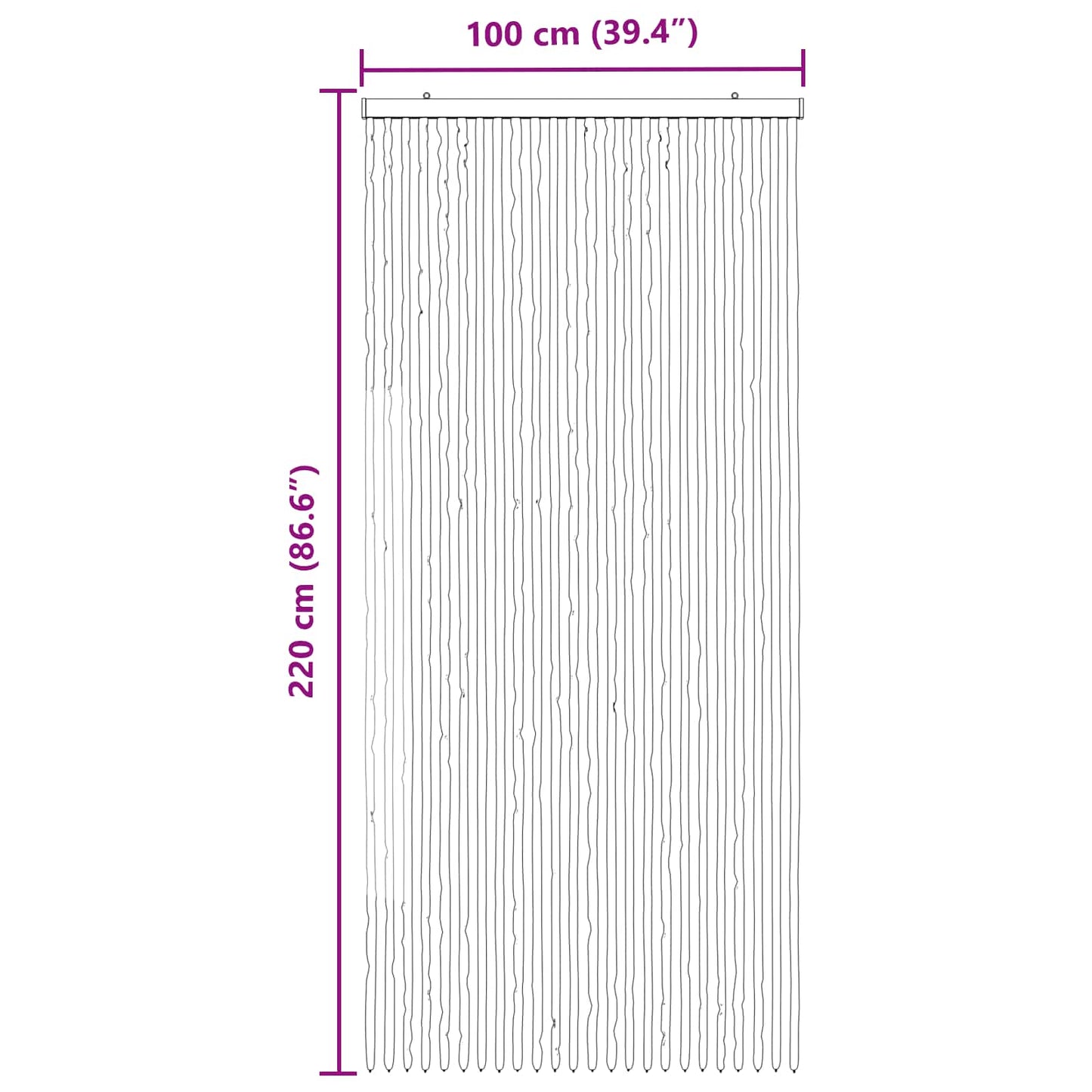 Insect Curtain Chenille Grey and Black 100 x 220 cm 100% PP