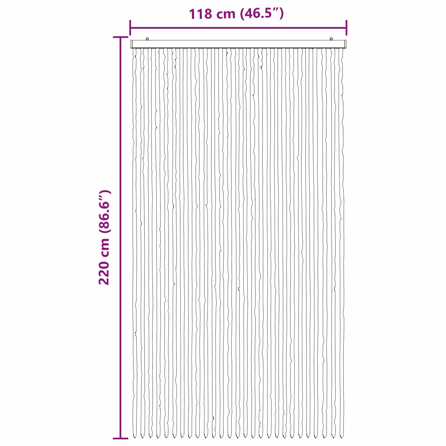 Insect Curtain Chenille Grey and White 118 x 220 cm 100% PP