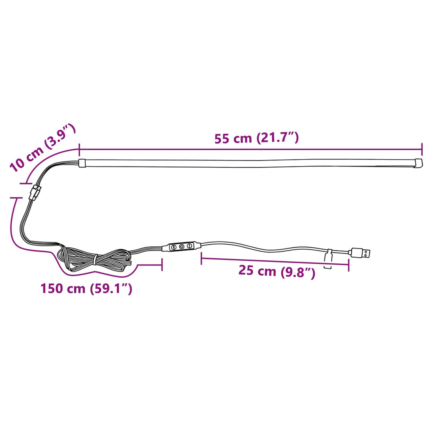 LED Strip 55 cm Multicolour PVC