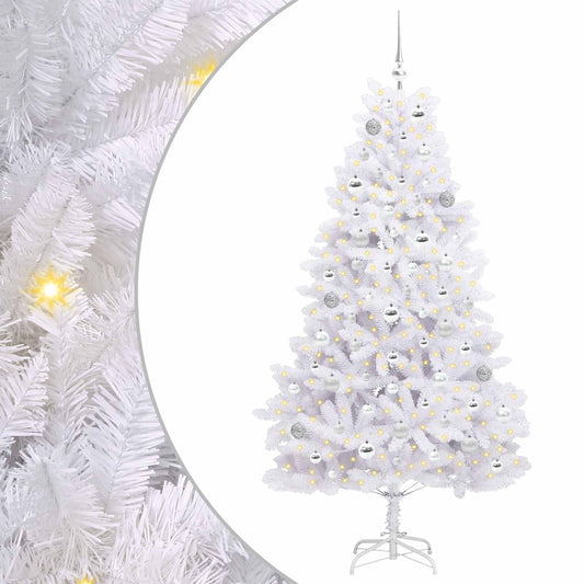 Artificial Hinged Christmas Tree White 180 cm PVC and Steel