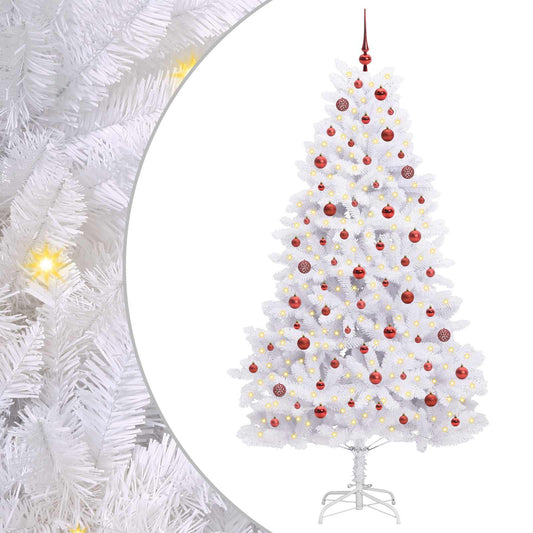 Artificial Hinged Christmas Tree White 210 cm PVC and Steel