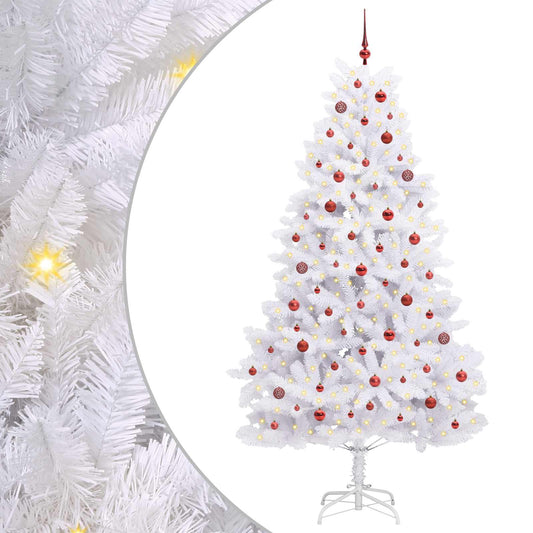 Artificial Hinged Christmas Tree White 240 cm PVC and Steel