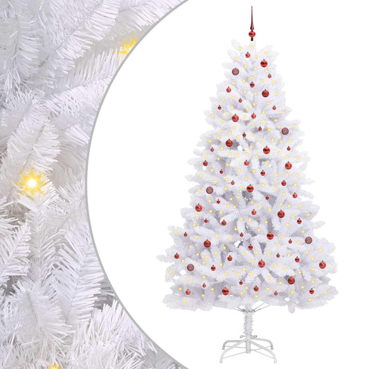 Artificial Hinged Christmas Tree White 270 cm PVC and Steel