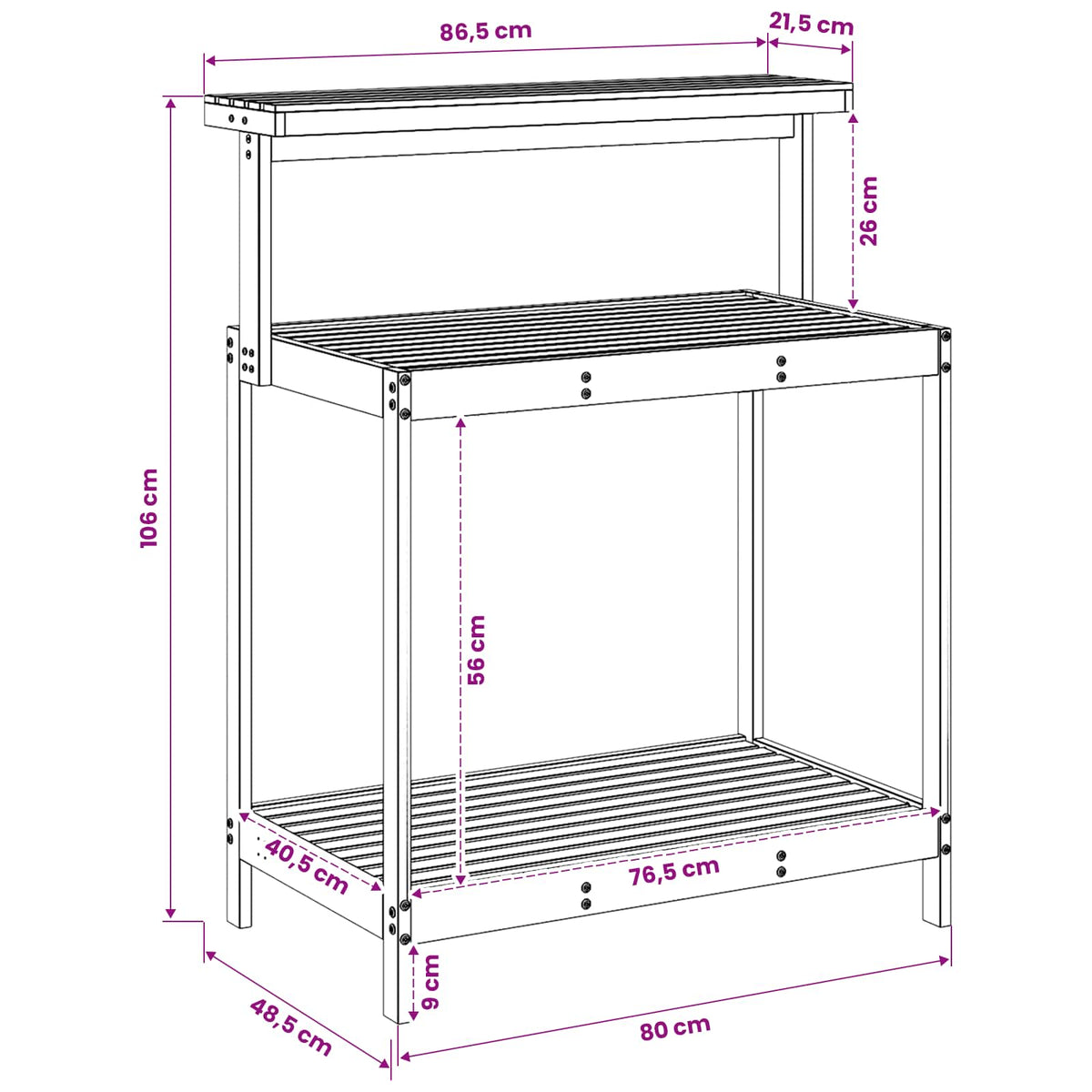 Outdoor Potting Bench 86.5 x 48.5 x 106 cm Solid Acacia Wood